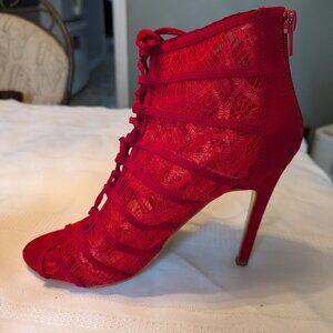 Red Lace-Up Bootie  - size 8